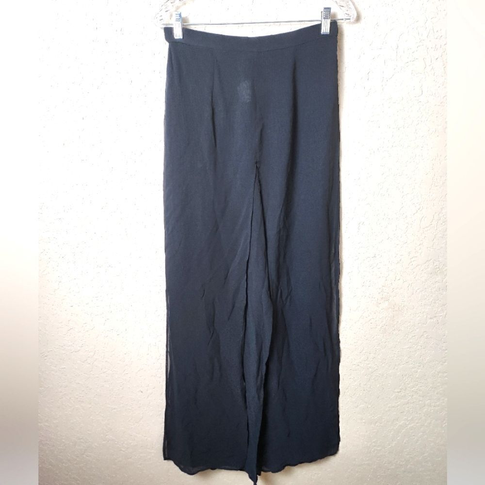 Tadashi Palazzo High Rise Layered Chiffon Wide Leg Pants Black Size 12